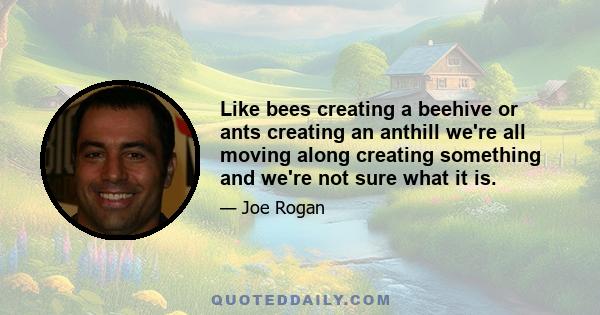 Like bees creating a beehive or ants creating an anthill we're all moving along creating something and we're not sure what it is.