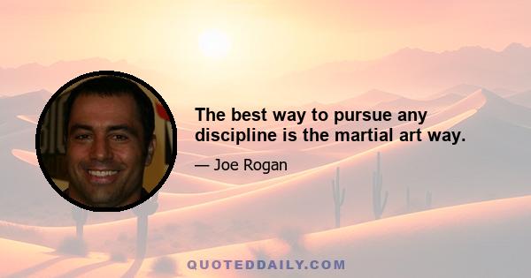 The best way to pursue any discipline is the martial art way.