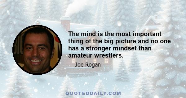 The mind is the most important thing of the big picture and no one has a stronger mindset than amateur wrestlers.