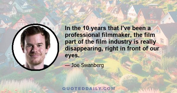 In the 10 years that I've been a professional filmmaker, the film part of the film industry is really disappearing, right in front of our eyes.