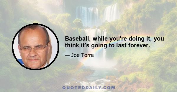 Baseball, while you're doing it, you think it's going to last forever.