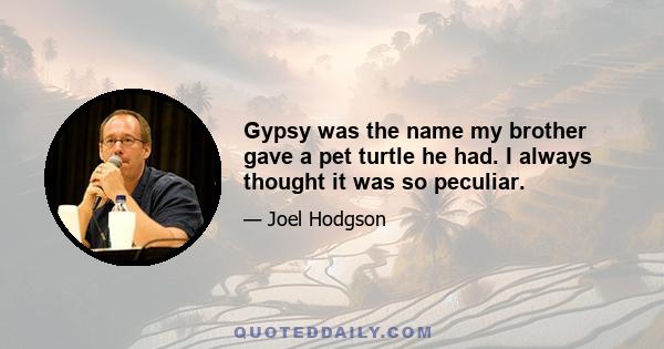 Gypsy was the name my brother gave a pet turtle he had. I always thought it was so peculiar.