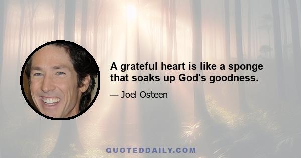 A grateful heart is like a sponge that soaks up God's goodness.