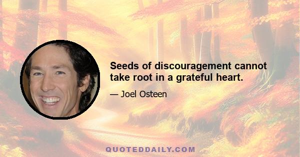 Seeds of discouragement cannot take root in a grateful heart.