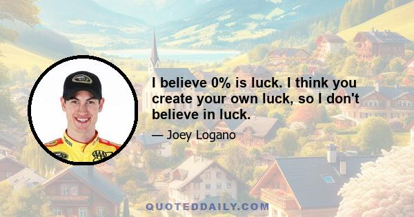 I believe 0% is luck. I think you create your own luck, so I don't believe in luck.