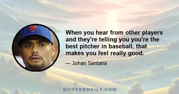 When you hear from other players and they're telling you you're the best pitcher in baseball, that makes you feel really good.