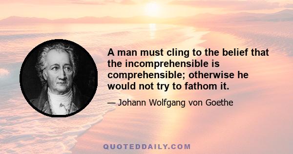 A man must cling to the belief that the incomprehensible is comprehensible; otherwise he would not try to fathom it.