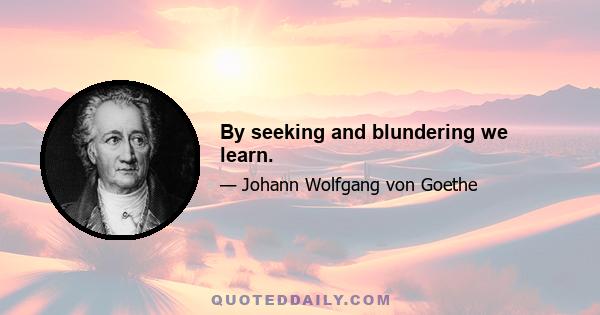 By seeking and blundering we learn.