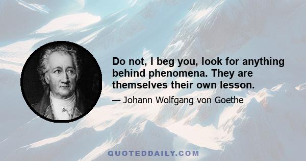 Do not, I beg you, look for anything behind phenomena. They are themselves their own lesson.