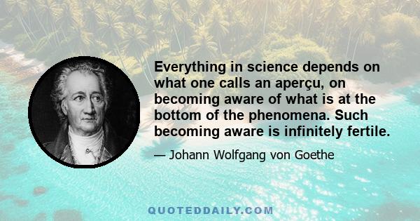 Everything in science depends on what one calls an aperçu, on becoming aware of what is at the bottom of the phenomena. Such becoming aware is infinitely fertile.