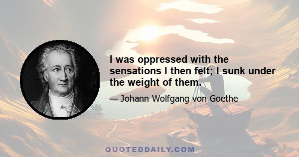 I was oppressed with the sensations I then felt; I sunk under the weight of them.