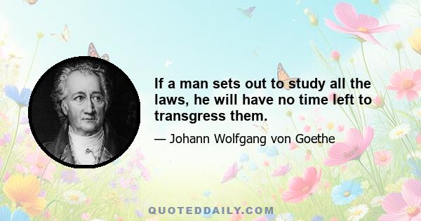 If a man sets out to study all the laws, he will have no time left to transgress them.