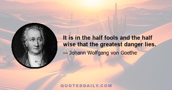 It is in the half fools and the half wise that the greatest danger lies.