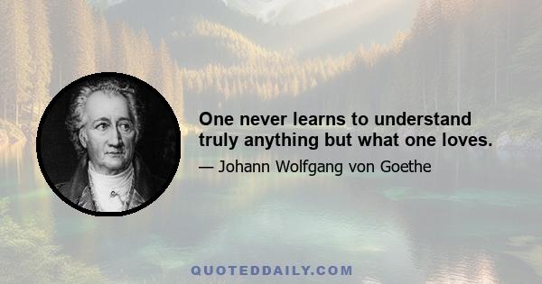 One never learns to understand truly anything but what one loves.