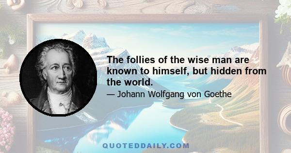 The follies of the wise man are known to himself, but hidden from the world.