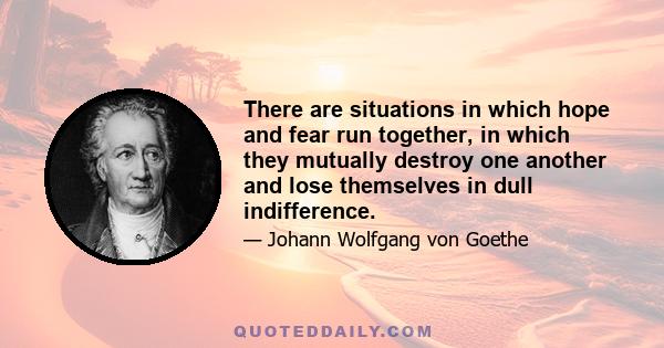 There are situations in which hope and fear run together, in which they mutually destroy one another and lose themselves in dull indifference.