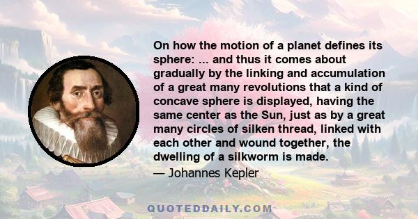 On how the motion of a planet defines its sphere: ... and thus it comes about gradually by the linking and accumulation of a great many revolutions that a kind of concave sphere is displayed, having the same center as