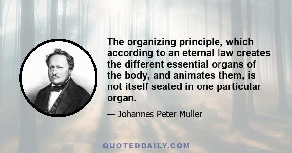 The organizing principle, which according to an eternal law creates the different essential organs of the body, and animates them, is not itself seated in one particular organ.