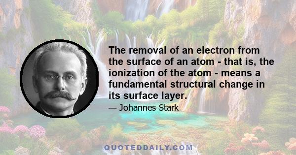 The removal of an electron from the surface of an atom - that is, the ionization of the atom - means a fundamental structural change in its surface layer.