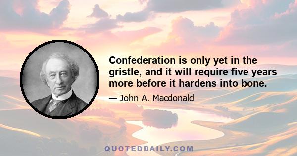 Confederation is only yet in the gristle, and it will require five years more before it hardens into bone.