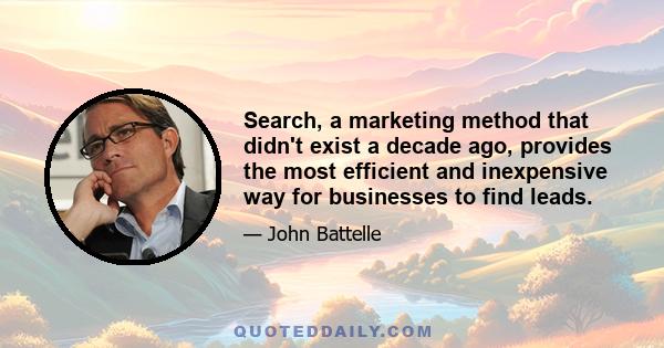 Search, a marketing method that didn't exist a decade ago, provides the most efficient and inexpensive way for businesses to find leads.