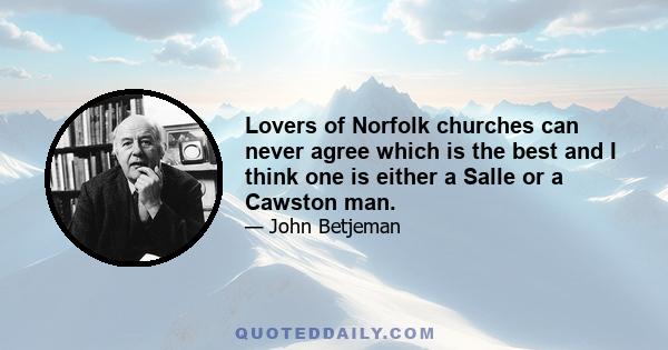 Lovers of Norfolk churches can never agree which is the best and I think one is either a Salle or a Cawston man.