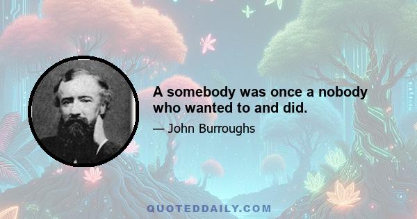 A somebody was once a nobody who wanted to and did.