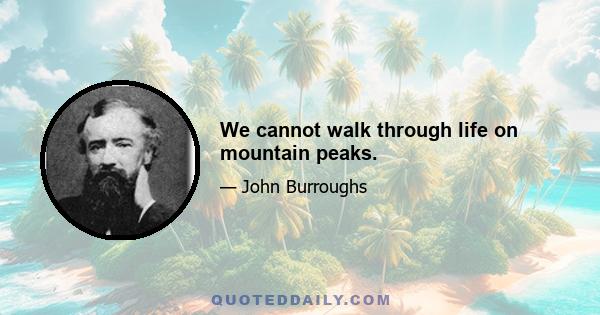 We cannot walk through life on mountain peaks.