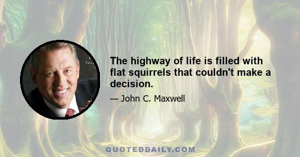 The highway of life is filled with flat squirrels that couldn't make a decision.