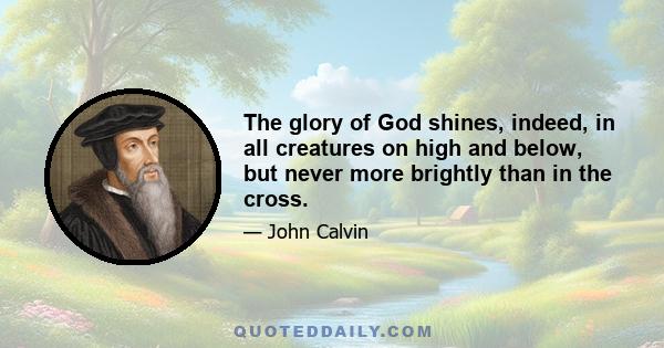 The glory of God shines, indeed, in all creatures on high and below, but never more brightly than in the cross.