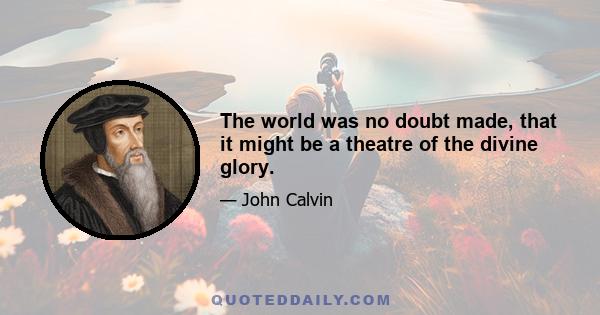 The world was no doubt made, that it might be a theatre of the divine glory.