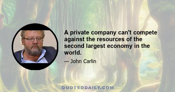 A private company can't compete against the resources of the second largest economy in the world.