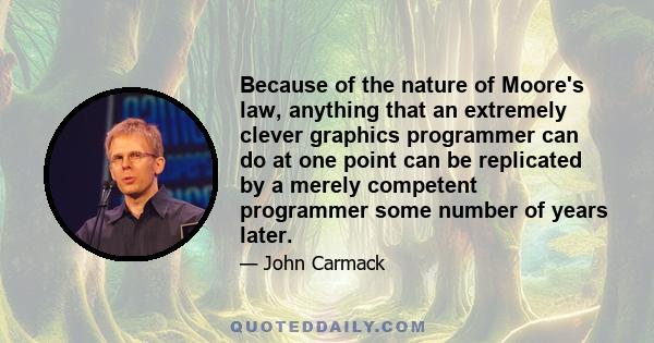 Because of the nature of Moore's law, anything that an extremely clever graphics programmer can do at one point can be replicated by a merely competent programmer some number of years later.