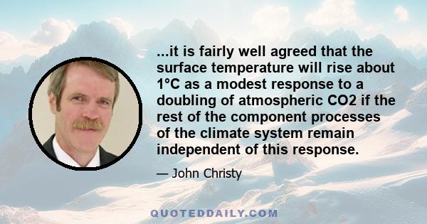 ...it is fairly well agreed that the surface temperature will rise about 1°C as a modest response to a doubling of atmospheric CO2 if the rest of the component processes of the climate system remain independent of this