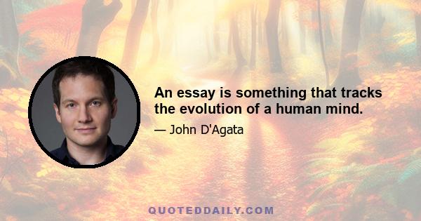 An essay is something that tracks the evolution of a human mind.