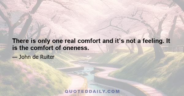 There is only one real comfort and it’s not a feeling. It is the comfort of oneness.