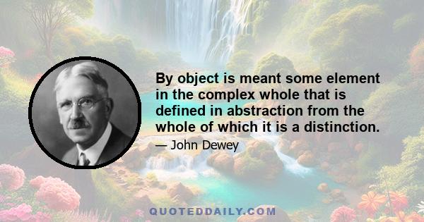 By object is meant some element in the complex whole that is defined in abstraction from the whole of which it is a distinction.