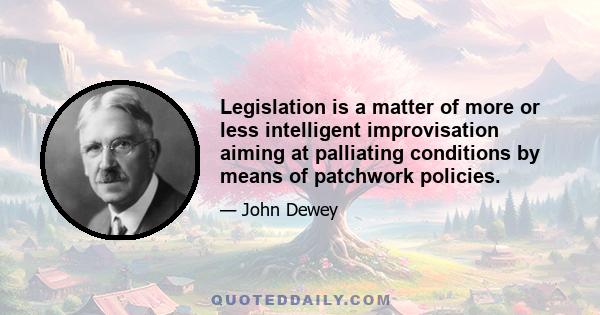 Legislation is a matter of more or less intelligent improvisation aiming at palliating conditions by means of patchwork policies.