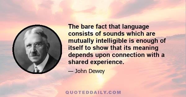 The bare fact that language consists of sounds which are mutually intelligible is enough of itself to show that its meaning depends upon connection with a shared experience.