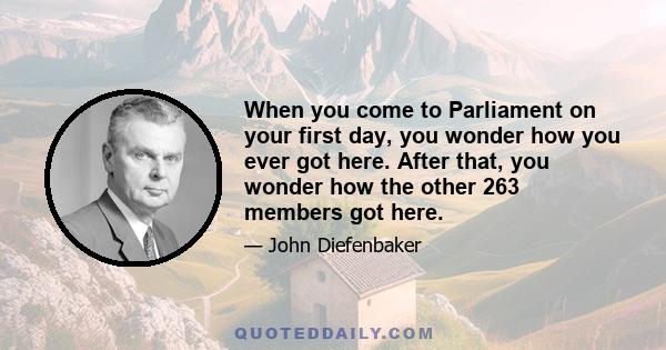 When you come to Parliament on your first day, you wonder how you ever got here. After that, you wonder how the other 263 members got here.