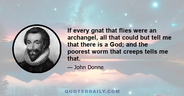 If every gnat that flies were an archangel, all that could but tell me that there is a God; and the poorest worm that creeps tells me that.