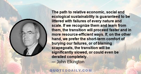 The path to relative economic, social and ecological sustainability is guaranteed to be littered with failures of every nature and scale. If we recognize them and learn from them, the transition will proceed faster and