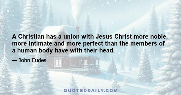 A Christian has a union with Jesus Christ more noble, more intimate and more perfect than the members of a human body have with their head.