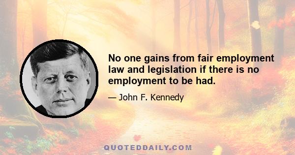 No one gains from fair employment law and legislation if there is no employment to be had.