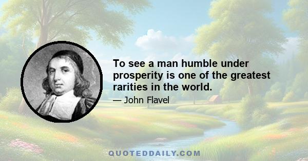 To see a man humble under prosperity is one of the greatest rarities in the world.