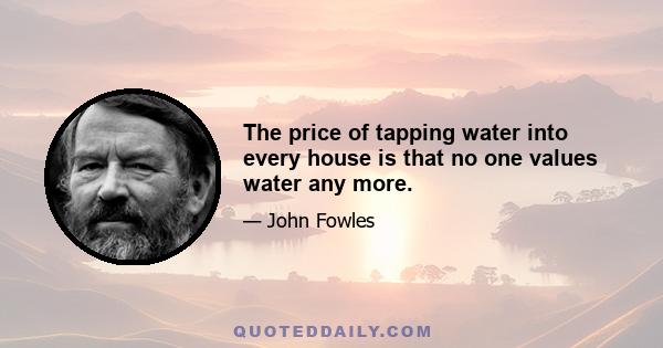 The price of tapping water into every house is that no one values water any more.