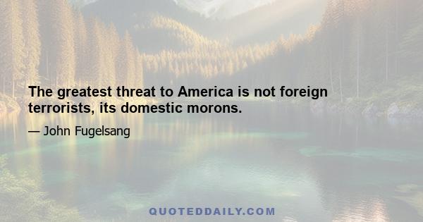 The greatest threat to America is not foreign terrorists, its domestic morons.