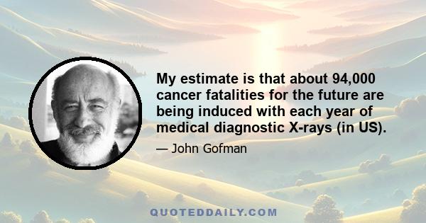 My estimate is that about 94,000 cancer fatalities for the future are being induced with each year of medical diagnostic X-rays (in US).