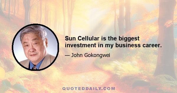 Sun Cellular is the biggest investment in my business career.