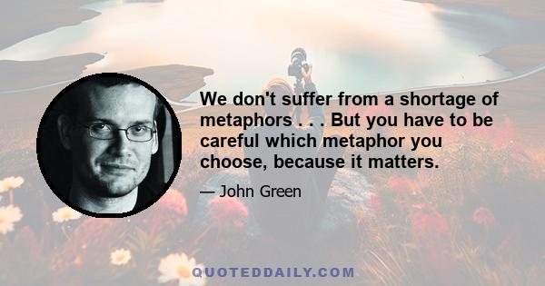 We don't suffer from a shortage of metaphors . . . But you have to be careful which metaphor you choose, because it matters.